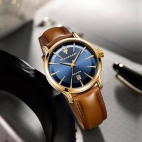 Orologio MASERATI uomo Epoca data pelle marrone / blu