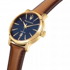 Orologio MASERATI uomo Epoca data pelle marrone / blu