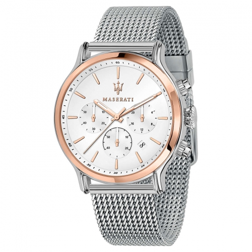Maserati Epoca ext 42mm chr wsilver dial mesh ss maschile