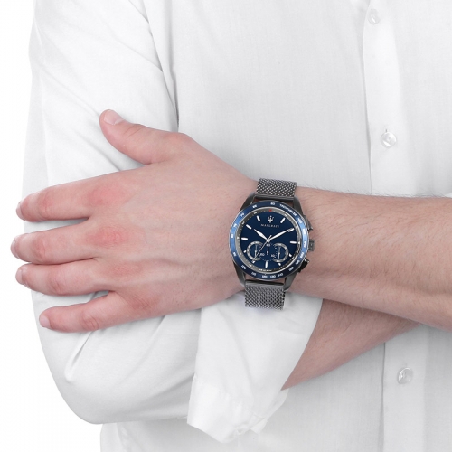 Maserati Traguardo 45mm chr blue dial gun br