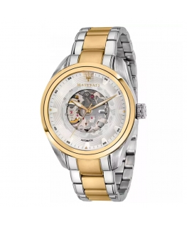 Maserati Traguardo 45mm auto white dial br ss+yg