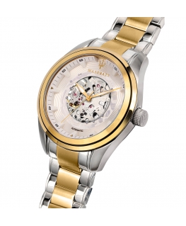 Maserati Traguardo 45mm auto white dial br ss+yg 2