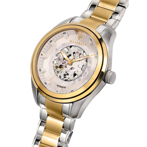 Maserati Traguardo 45mm auto white dial br ss+yg