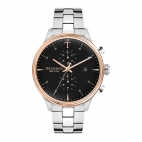 Trussardi T-complicity 45mm chr black dial br ss
