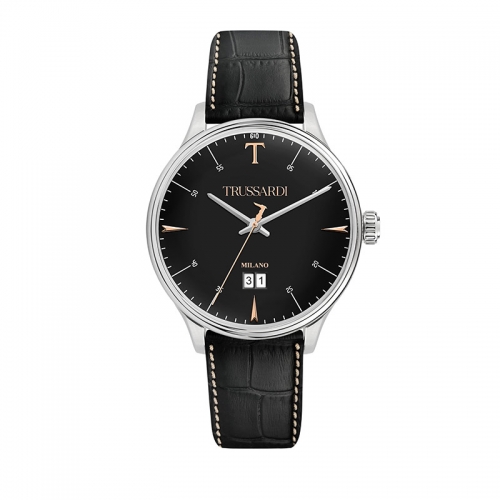 Trussardi T-complicity 41mm 3h black dial black st