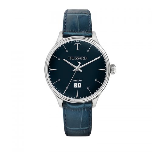 Trussardi T-complicity 41mm 3h blue dial blue stra