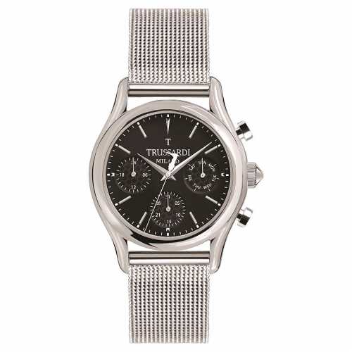 Trussardi T-light 39mm multi black dial ss mesh
