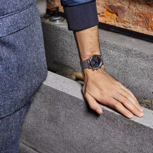 Trussardi T-light 39mm multi black dial ss mesh