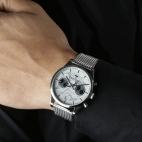 Trussardi T-genus 40mm chr silver dial mesh br ss