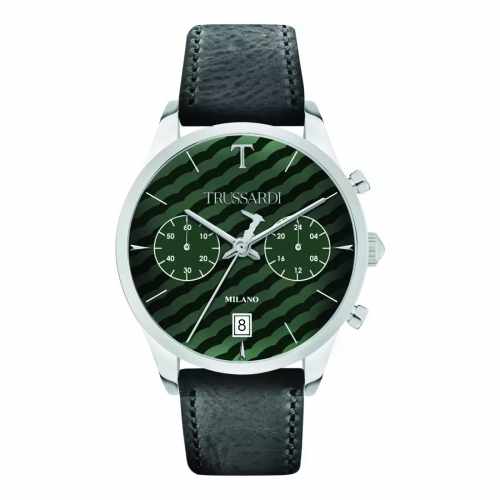 Trussardi T-genus 40mm chr green dial black strap
