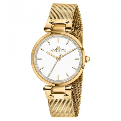 Morellato Shine 30mm 3h white dial mesh br yg femminile