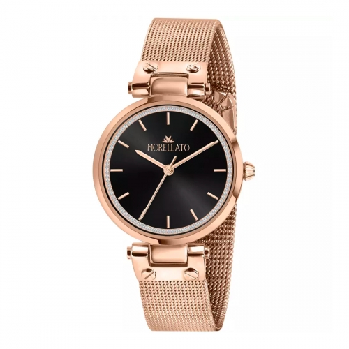 Morellato Shine 30mm 3h black dial mesh br rg femminile