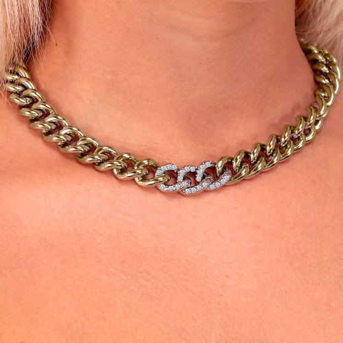 Morellato Unica pend.yg curb+3 ss pave cy lin 42cm femminile