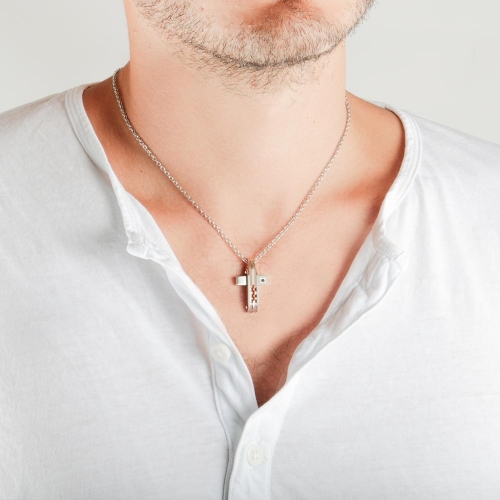Sector Gioielli Spirit pendant ss+rg blk cr 450+50mm uomo SZQ10