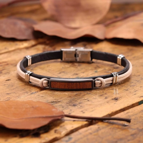 Bracciale SECTOR uomo Wood string beige - 22 cm