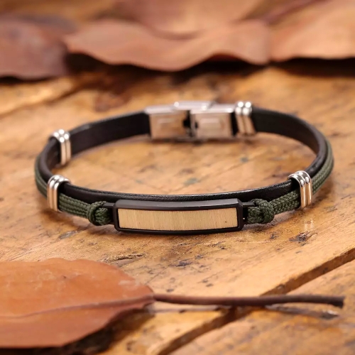 Bracciale SECTOR Wood string verde - 22 cm