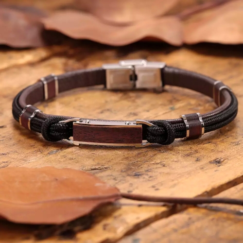 Bracciale SECTOR uomo Wood string nero / marrone