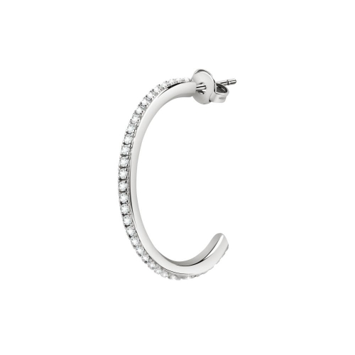 La Petite Story Hoop earring ss 25mm with white crys