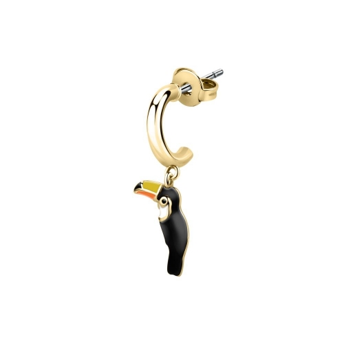 La Petite Story Hoop earring yg+enameled toucan