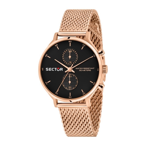 Sector 370 multi 39mm blk dial mesh br rg