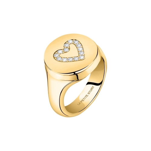 La Petite Story Ring yg heart with white crystal size 10