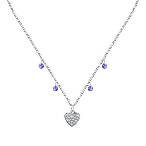 La Petite Story Love neck.ss heart+tanzanite bead 40+5cm