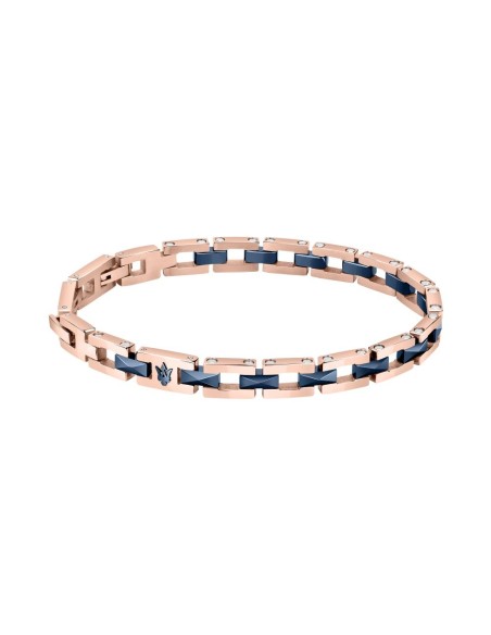 Bracciale MASERATI uomo Iconic acciaio oro rosa / ceramica blu