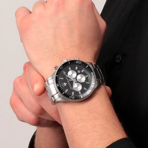 Maserati Sfida 44mm chr black dial br ss