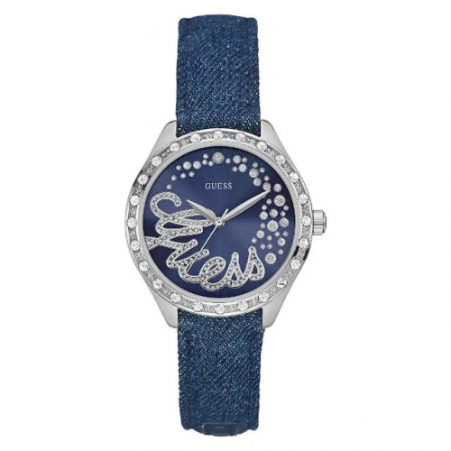 Orologio GUESS donna Time to give tempo pelle jeans blu