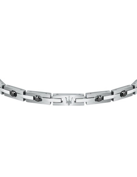 Bracciale MASERATI uomo Iconic acciaio / cristalli neri