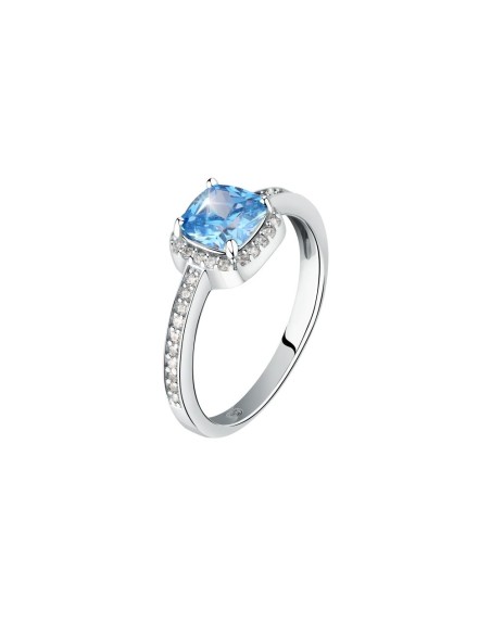 Morellato Tesori ring 925% aqu blue cushion cz s14