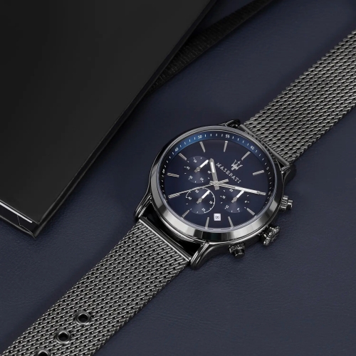Maserati Epoca ext 42mm chr blue dial mesh br gun maschile