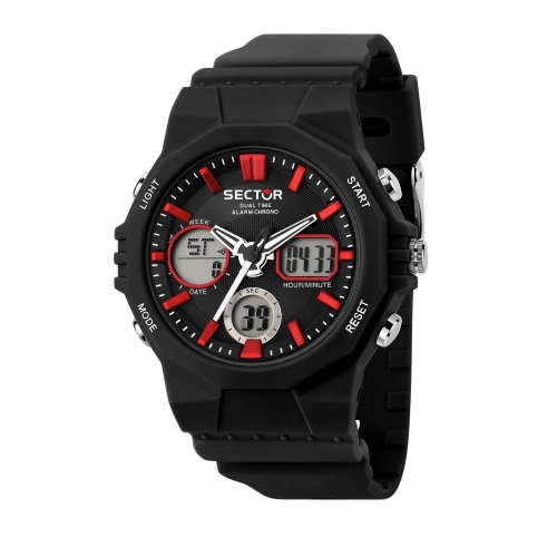 Sector Ex-40 44mm digital black dial blk pu st