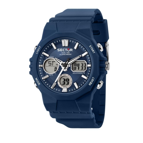 Sector Ex-40 44mm digital blue dial blue pu st