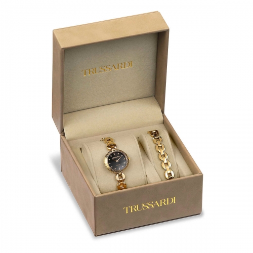 Trussardi T-chain 28mm 2h black dial br yg