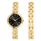 Trussardi T-chain 28mm 2h black dial br yg