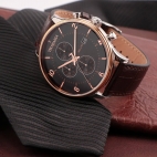 Trussardi T-complicity 45mm chr blk dial brown st