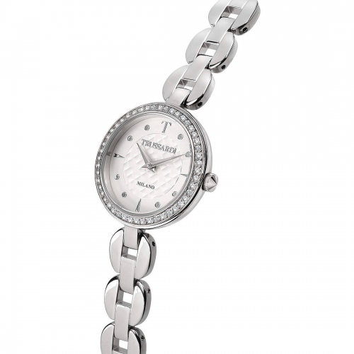 Trussardi T-chain 28mm 2h white dial br ss