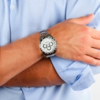 Sector 245 41mm chr white dial ss br