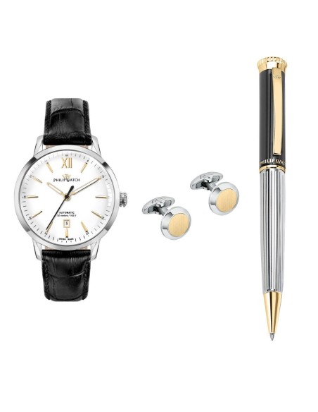 Philip Watch Sunray 41mm auto white dial blk st+pen