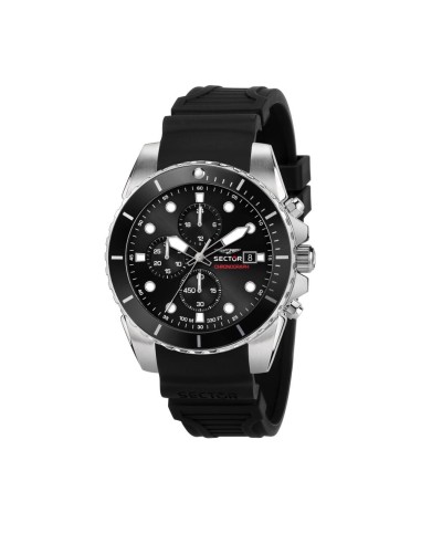 Sector 450 43mm chr black dial black silicon st