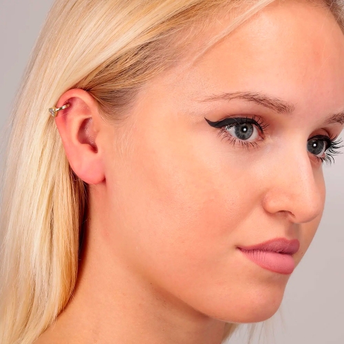 La Petite Story Exigo ear cuff earring yg+heart white cz