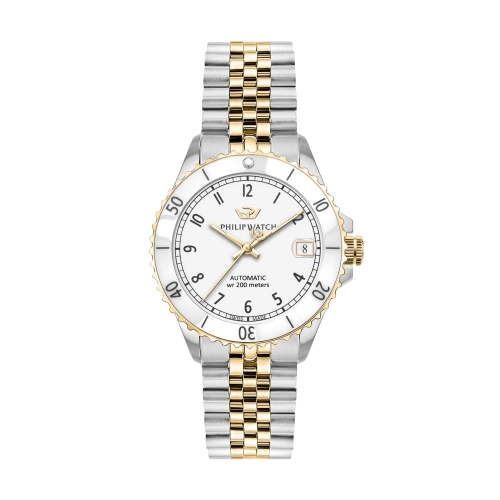 Philip Watch Caribe diver 35mm auto whi dial br...