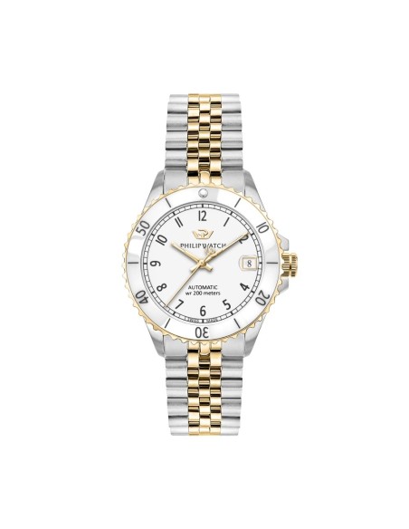 Philip Watch Caribe diver 35mm auto whi dial br yg+ss