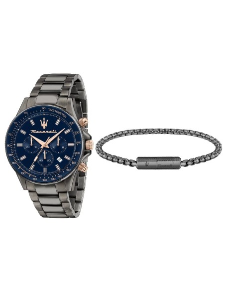Orologio MASERATI uomo Sfida crono gun / blu - Special Kit