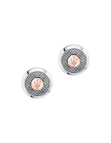 Gemelli MASERATI  uomo acciaio con Logo oro rosa