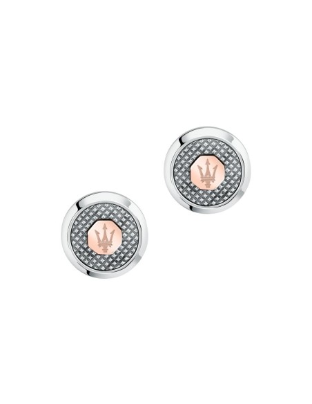 Gemelli MASERATI  uomo acciaio con Logo oro rosa