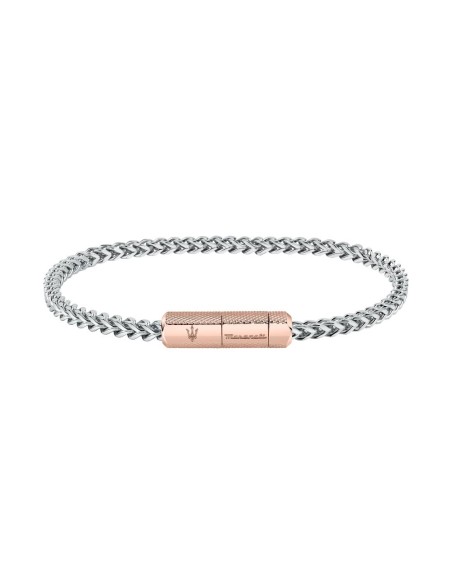 Bracciale MASERATI uomo Logo acciaio / tag oro rosa