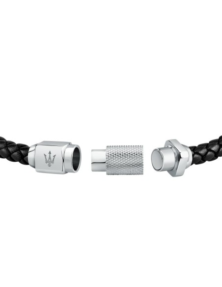 Maserati Jewels – Bracciale Uomo Pelle Nera e Acciaio (JM223AVE17)