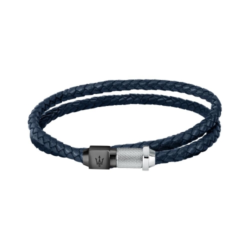 Bracciale MASERATI uomo pelle blu / acciaio...